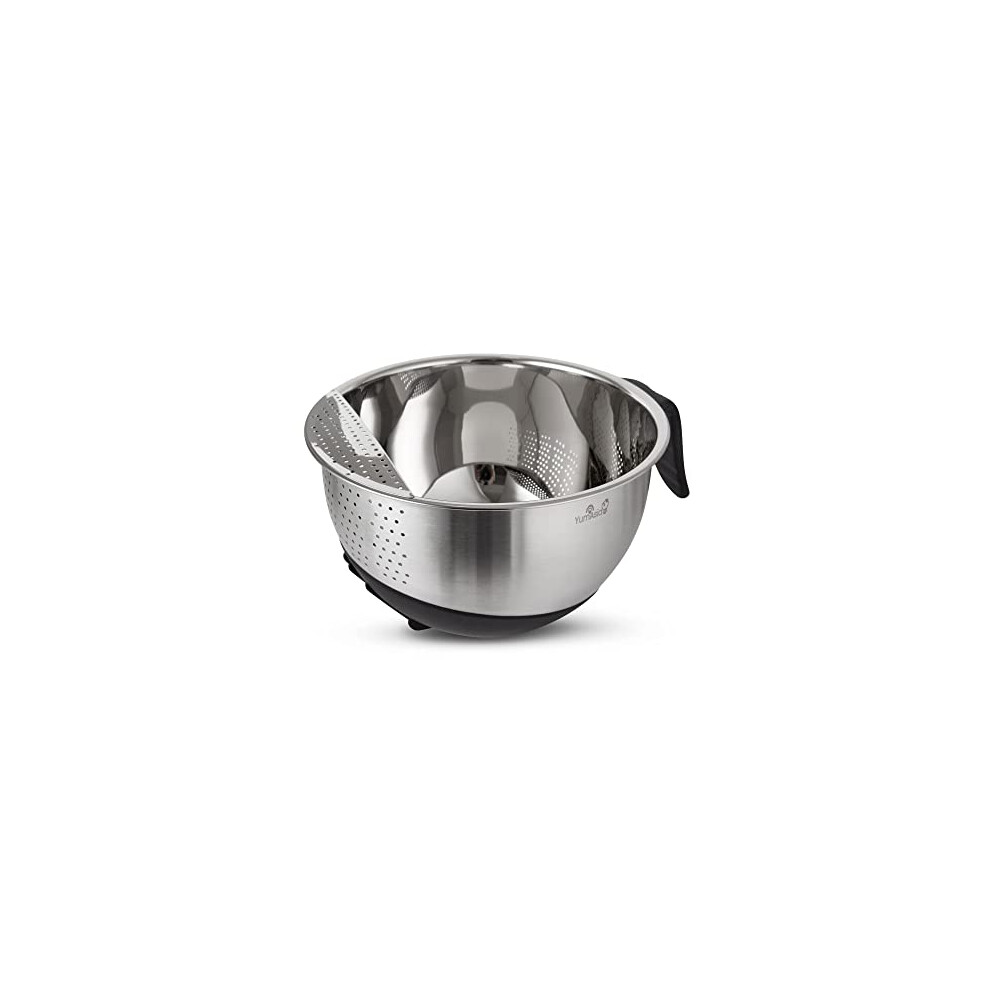 304 Stainless Steel Rice Washing Bowl (22cm) with Silicone Base and Handle-image-OPC-PDQXHT5-NEW