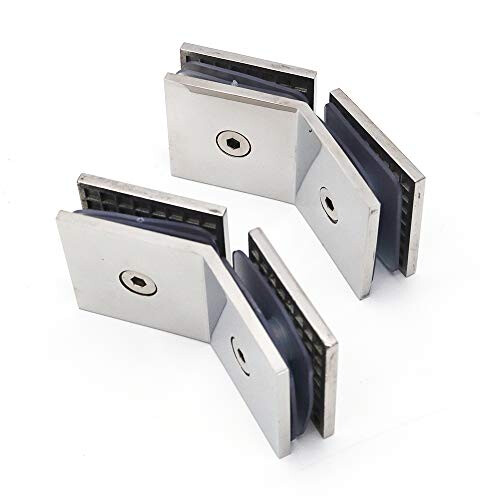 Set of 2 NUZAMAS 304 Stainless Steel Shower Screen Hinges, Glass Clamp ...