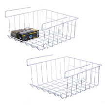 Stackable Hanging Basket, 2-Pack Under Shelf Hanging Metal Wire Storage Basket for Kitchen, Office, Pantry, Bathroom,