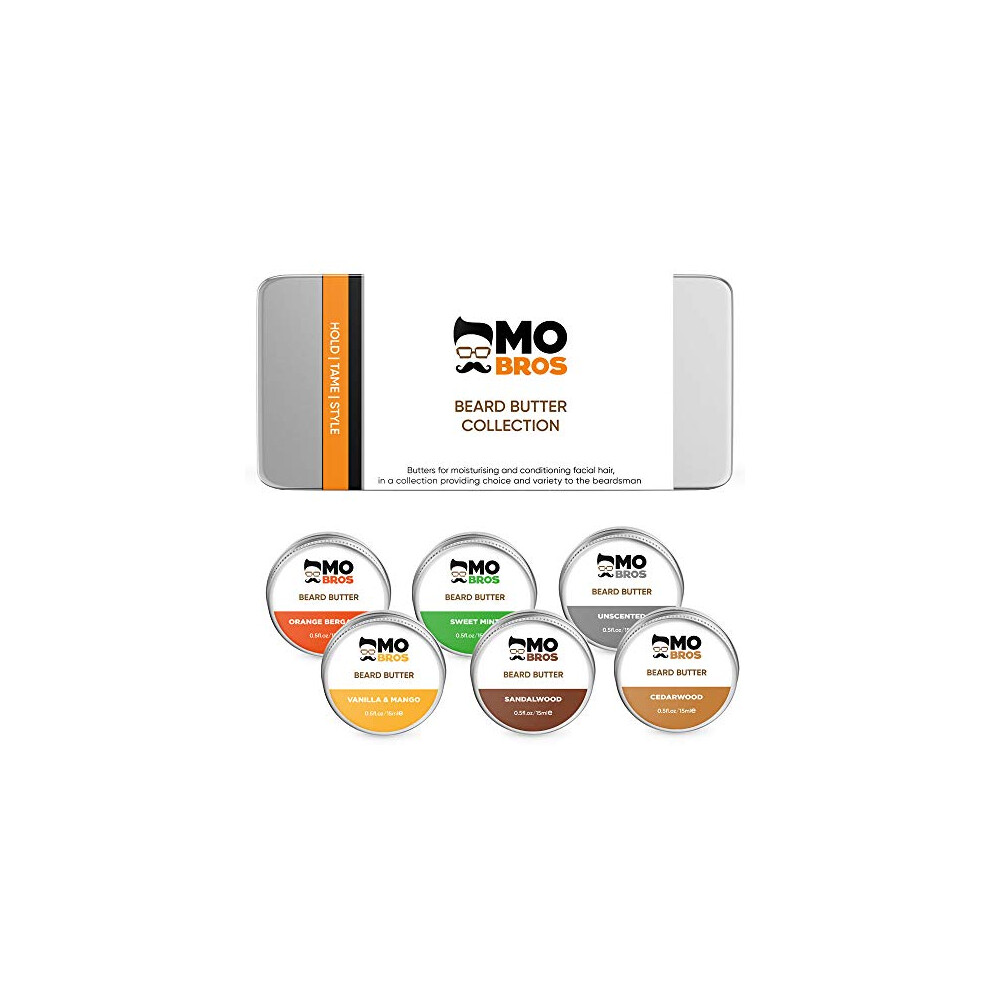 Mo Bro's Beard Butter Gift Set | 6 Butters In A Tin | Moisturises, Hydrates And Conditions Facial Hair