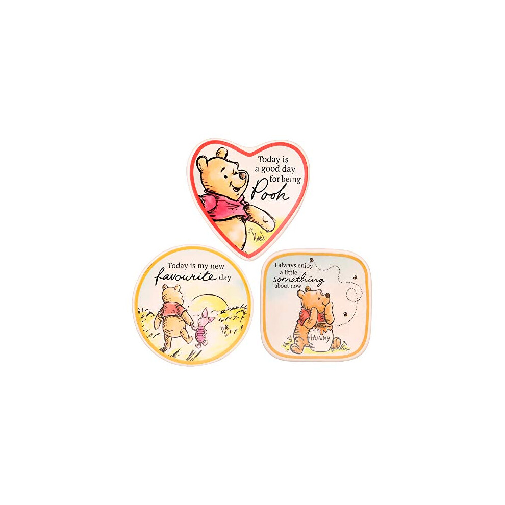 Winnie the Pooh 3pc Multicoloured Ceramic Gift Mini Trinket Tray set VC700383L