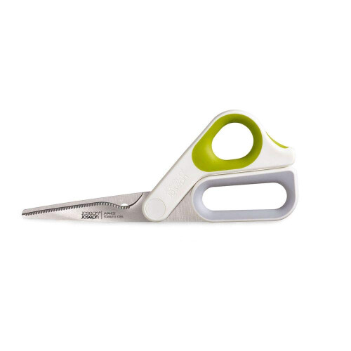 Joseph Joseph PowerGrip - Kitchen Scissors with Integrated Thumb Grip and herb stripper, White/Green 1