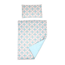 2 Piece Baby Kids Bedding Set 120x90 cm Duvet Cover & Pillowcase for Toddler Cot (Blue Hearts)