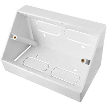 Pack of 2 White Double 2 Gang Pattress Electrical Back Box 45 Degree Angled Surface Mount for Work Bench etc