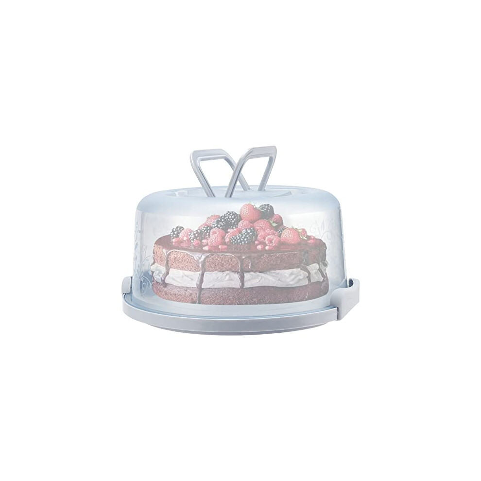 26cm Plastic Cake Carrier, Cake Caddy with Lid, Round Cake Storage Container with Handle, Plastic Cake Transport Boxes