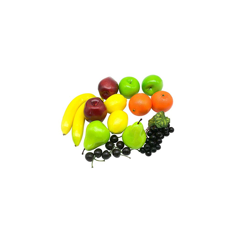 21 pcs Artificial Fruit Set Realistic Looking Assorted Fake Fruit Mixture Lifelike Simulation Realistic Plastic Faux