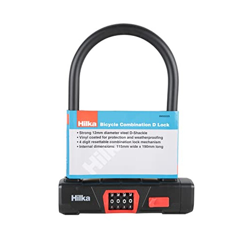 Hilka 89502225 Bicycle Combination D Lock, Black