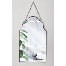 Decorative wall mirror, Metal Frame Wall Mounted Mirror With Chain for Home Decor, Bedroom Wall Mirror In Black Rim with