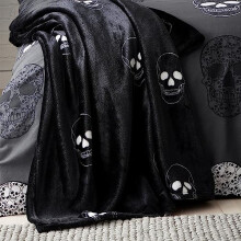 Skulls Fleece Cosy Fleece 130x170cm Blanket Throw Grey