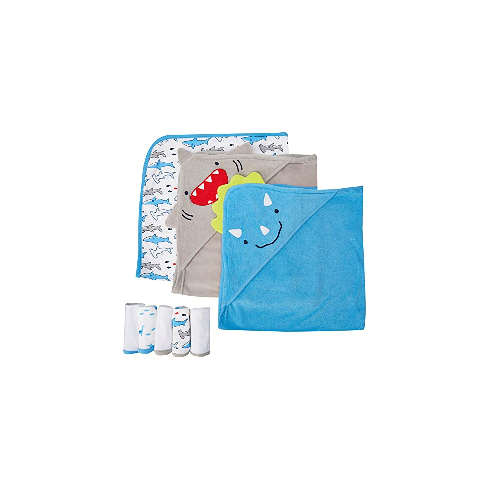 Simple Joys By Carter's Baby Boys' 8-Piece Towel And Washcloth Set Winter Accessory, Shark, One Size