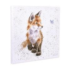 Wrendale Designs 'Born To Be Wild ' Fox Cub Print on White Square Canvas 20 centimeter