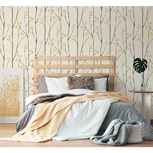 Fine Decor Urban Walls UW24776 Scandi Tree Sidewall, Mustard 2