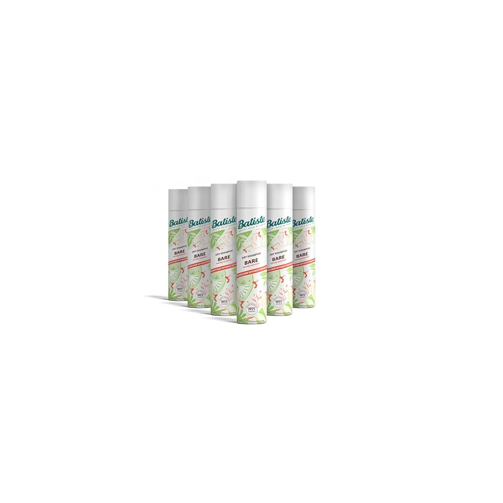 Dry Shampoo Bare - Clean & Light Fragrance - Instant Hair Refresh - Pack of 6 x 200 ml Spray