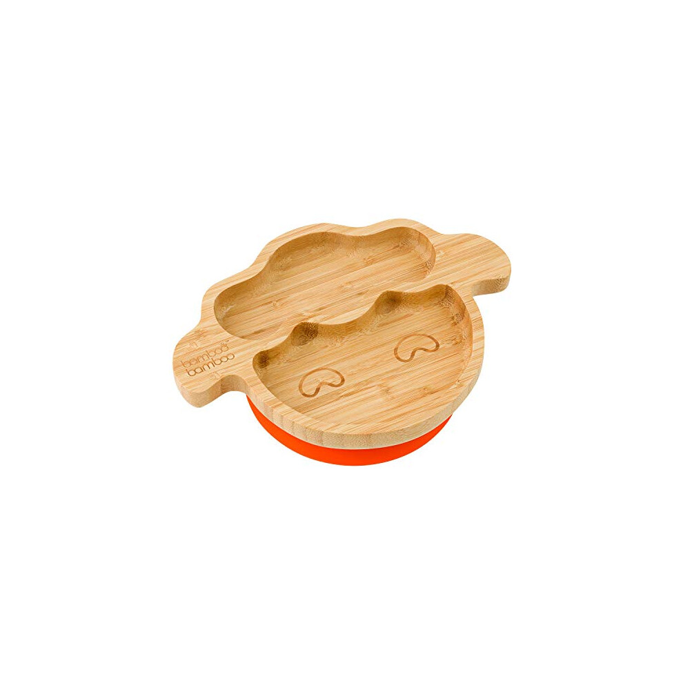 Baby And Toddler Suction Plate For Feeding And Weaning | Bamboo Plate With Secure Suction | Suction Plates For Babies Orange Bamboo Bamboo
