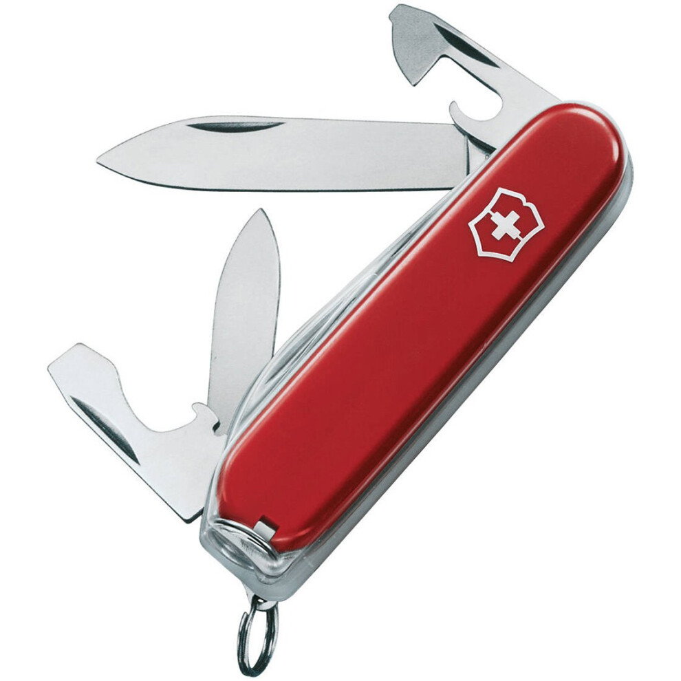 Recruit Swiss Army Pocket Knife, Medium, Multi Tool, 10 Functions, Blade, Can Opener, Red