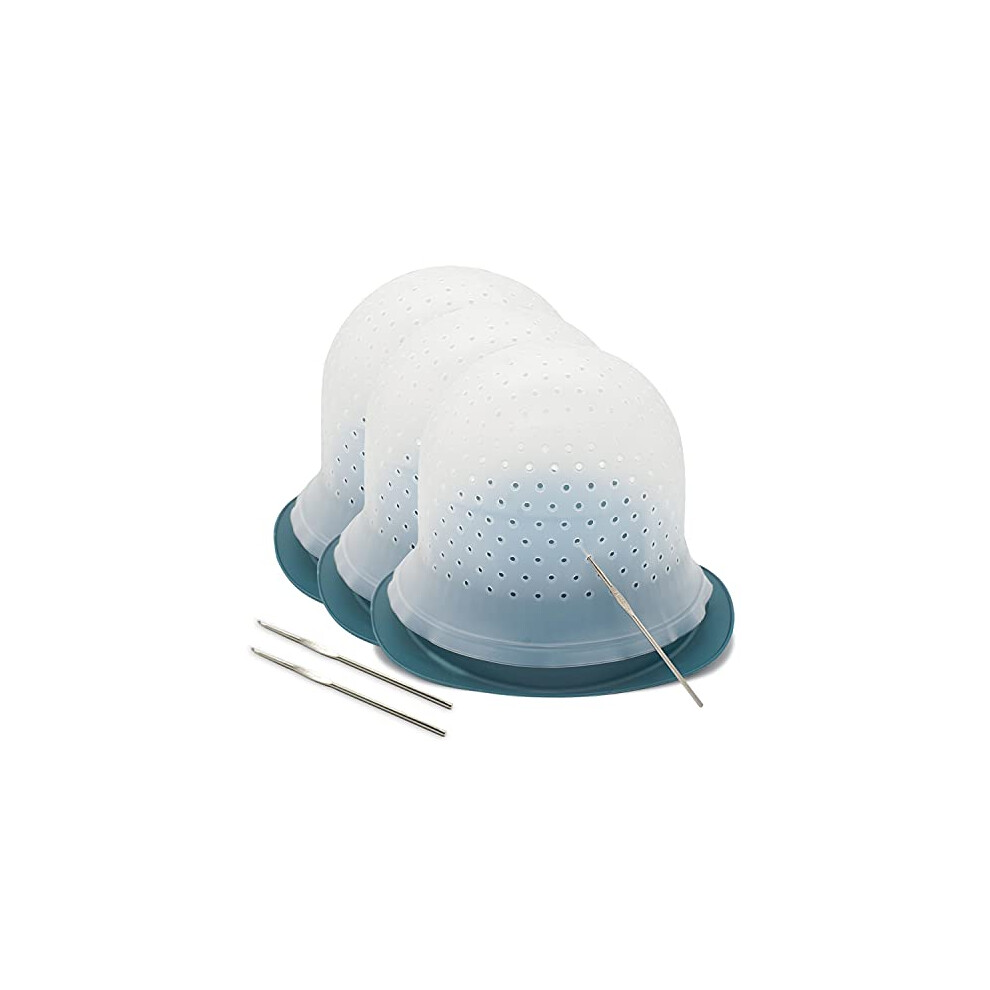 Losaria 3 Pcs Pre Punched Highlighting Cap Silicone Hair Highlighting Cap Reusable Highlight Cap Hair Salon Hair Streaking Cap