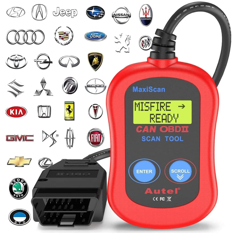 MS300 Universal OBD2 Scanner Car Code Reader, Turn Off Check Engine Light, Read & Erase Fault Codes, Check Emission