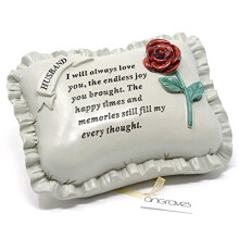 Special Husband With Rose Pillow Graveside Ornament Memorial Plaque