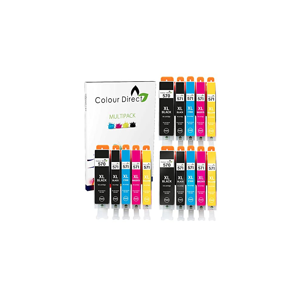 15 Pack Pgi-570Xl Cli-571Xl Compatible Ink Canon 570 571 Cartridges Replacement For Mg5700 Mg5750 Ts5051 Ts5050 Ts5050 5055592576193