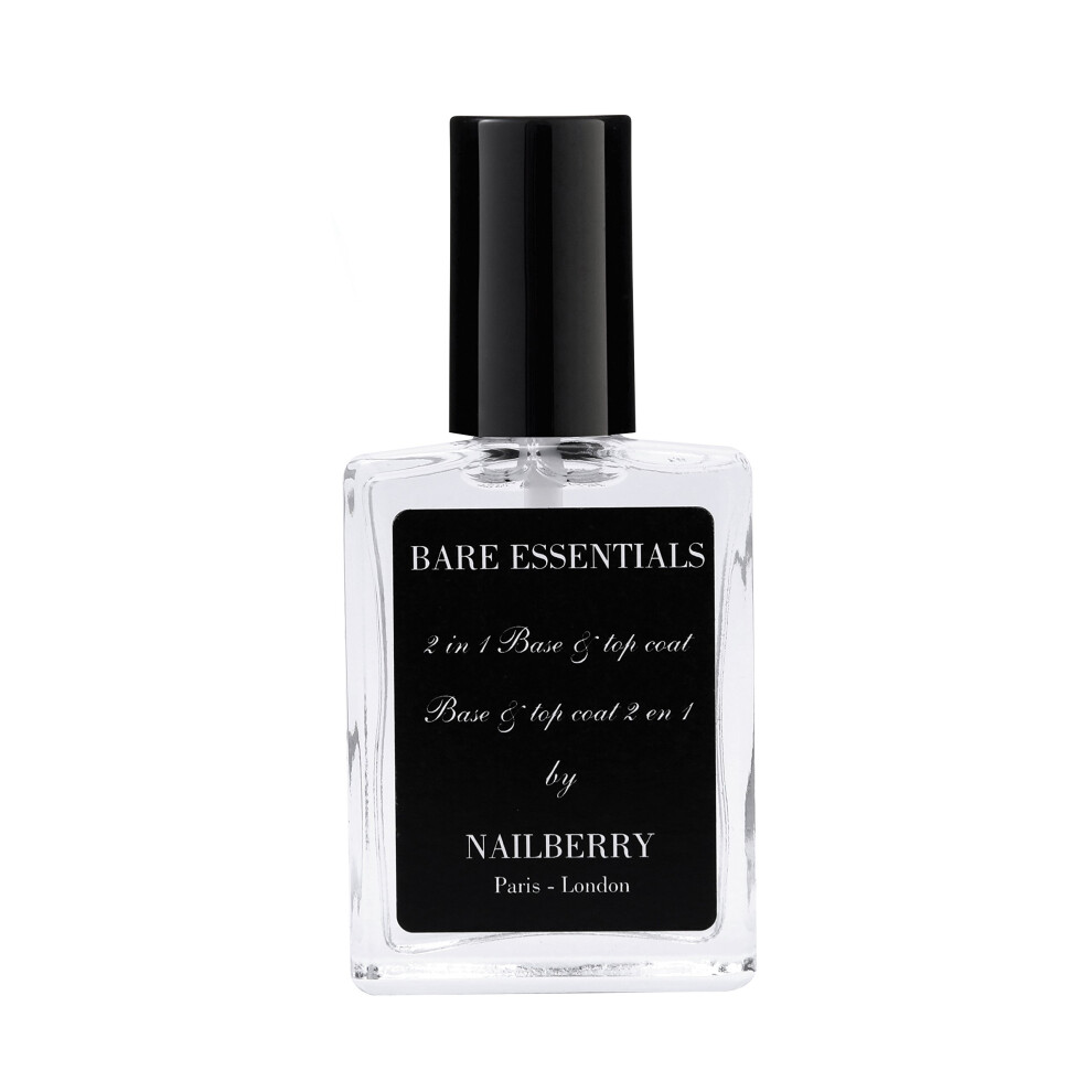 Bare Essentials 2 in 1 Base and Top Coat 15 ml | Adhering Base Coat & High Shine Top Coat | Protects against Fading and