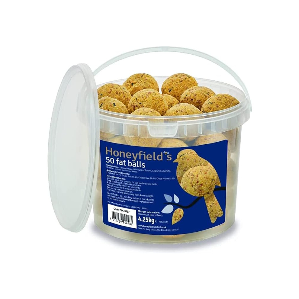 Honeyfield's Fat Balls for Wild Birds (50) High Energy Suet Feed Nutritious Great Hanging Feeders 4.25 kg (Pack of 1)