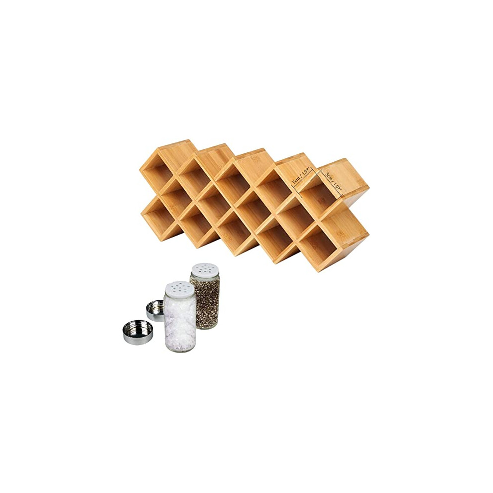 Bamboo Spice Rack, 18-Jar Bamboo Countertop Spice Rack Organizer,Free Standing Spice Organiser (43.5cm x 9.5cm x 18.5cm)-image-OPC-PDQXQN2-NEW