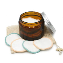 Plastic-Free Reusable Organic Makeup Remover Pads, Bag & Jar - Eco-Friendly & Suitable For Sensitive Skin - Vegan