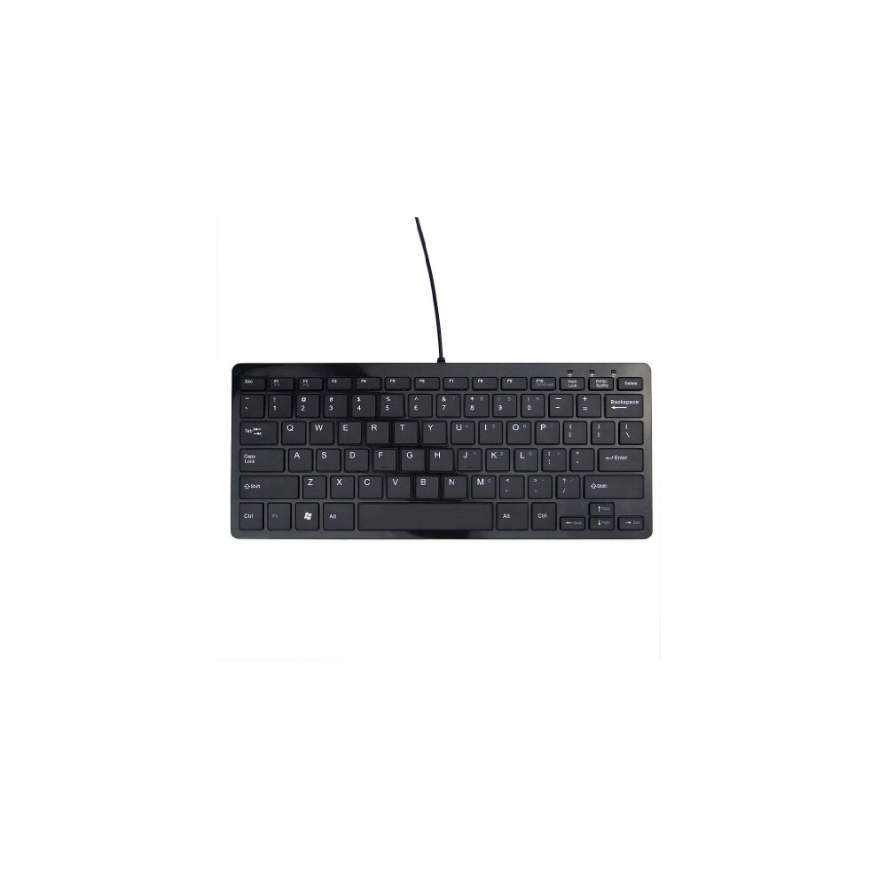 Meiego Super Slim USB 2.0 Mini Keyboard 78 Key Black Small Compact Thin Laptop PC Keybord for Windows 7 XP Vista