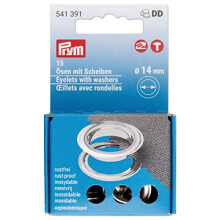541391 Eyelets with Washers Diameter 14 mm Silver Pack of 15 for Vario Creative Tool Silver
