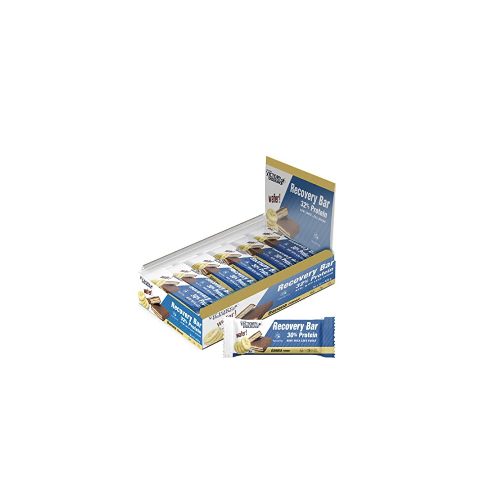Victory Endurance Recovery Bar - Banana Flavour. (12X35g) Chocolate Coated Wafer Bar For Post-Training Recovery With 32% Proteins