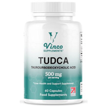 TUDCA Bile Salts Liver Support Supplement - 60 Capsules - 500mg per Serving - Genuine Bile Acid TUDCA with Strong Bitter