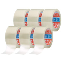 tesapack 64014 Low-Noise Parcel Tape, Pack of 6, for Packing Parcels and Shipping Boxes, Transparent, 6 Rolls, Each Roll