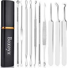 Blackhead Remover Tool, Boxoyx 10 Pcs Professional Pimple Comedone Extractor Popper Tool Acne Removal Kit - Treatment
