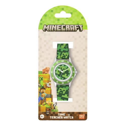 Minecraft Minecraft Kids Creeper Dial Watch - Green Printed Silicone Strap Quartz Analog 2-Hand Time-Teaching Feature 2