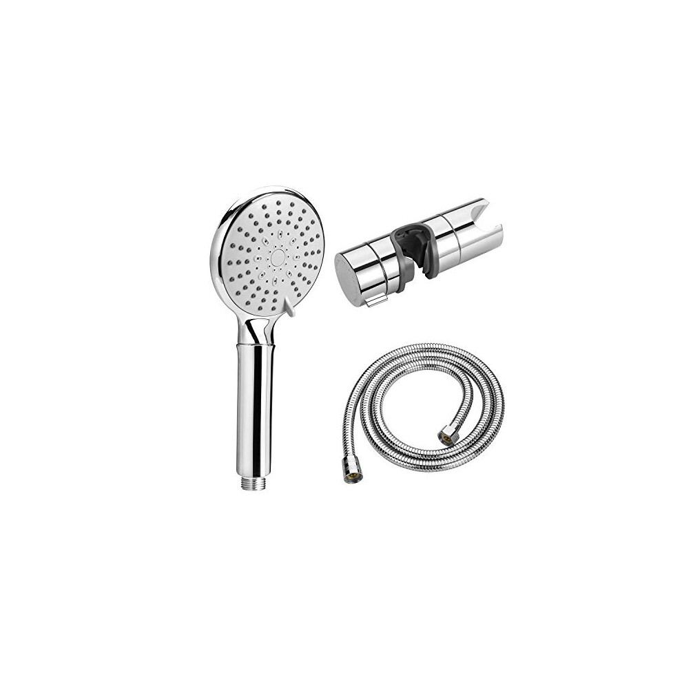 Shower Head with Hose and Showerhead Holder Bracket, QIWODE Handheld Shower Universal Fitting with Adjustable 5 Sprays