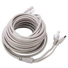 Ethernet Cable,5M/10M/15M/20M RJ45+DC Ethernet CCTV Cable for IP Cameras NVR System 10Mbps/100Mbps,Networking Cable Cat
