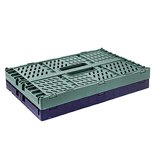 2 Pcs Collapsible Storage Boxes Small Storage Crates Stackable Storage Baskets Plastic Folding Crates for Kitchen,Living 1