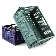 2 Pcs Collapsible Storage Boxes Small Storage Crates Stackable Storage Baskets Plastic Folding Crates for Kitchen,Living