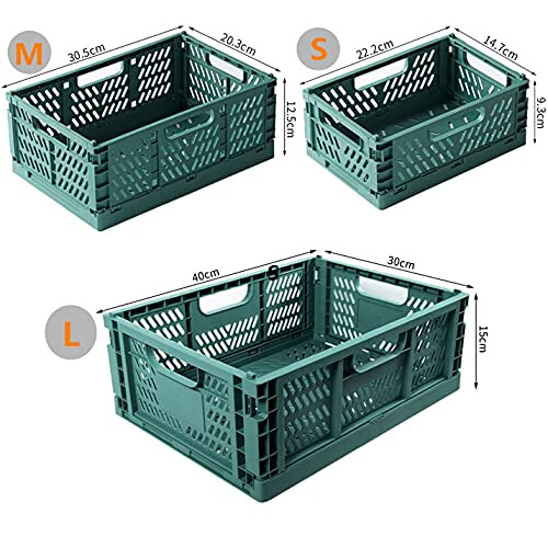 2 Pcs Collapsible Storage Boxes Small Storage Crates Stackable Storage Baskets Plastic Folding Crates for Kitchen,Living 2