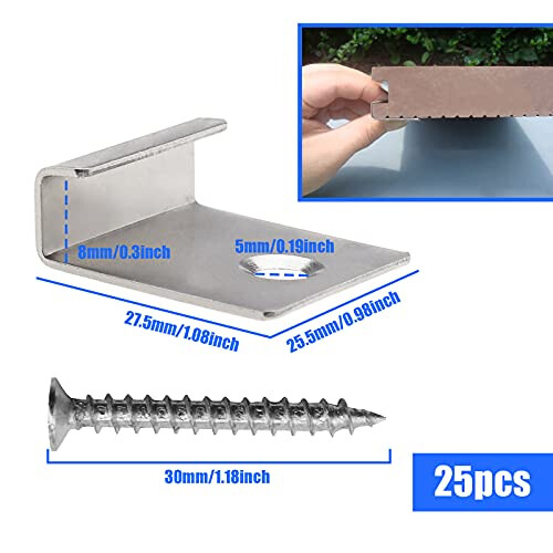 25Pcs Decking Hidden Starter Fastener Board Clip with SelfTapping