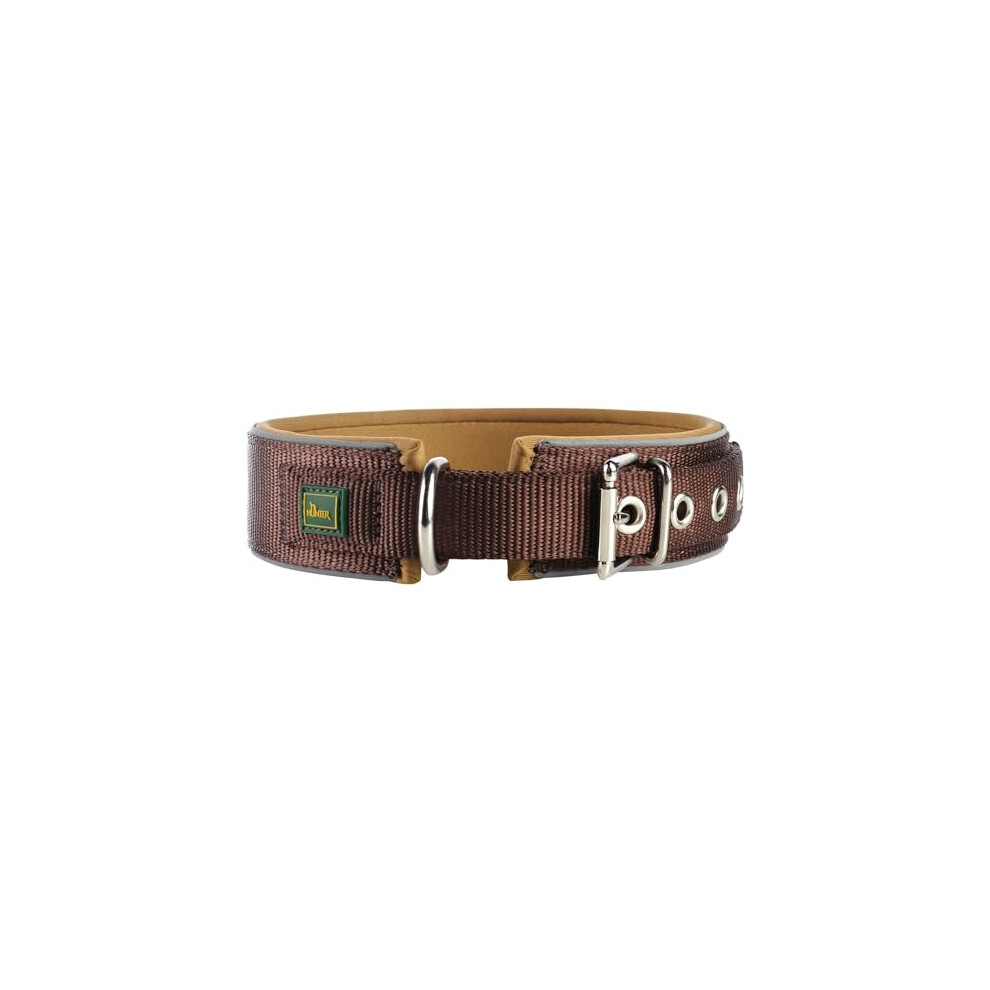 NEOPRENE REFLECT dog collar, nylon, neoprene padded, reflective, 45 (S-M), brown/caramel