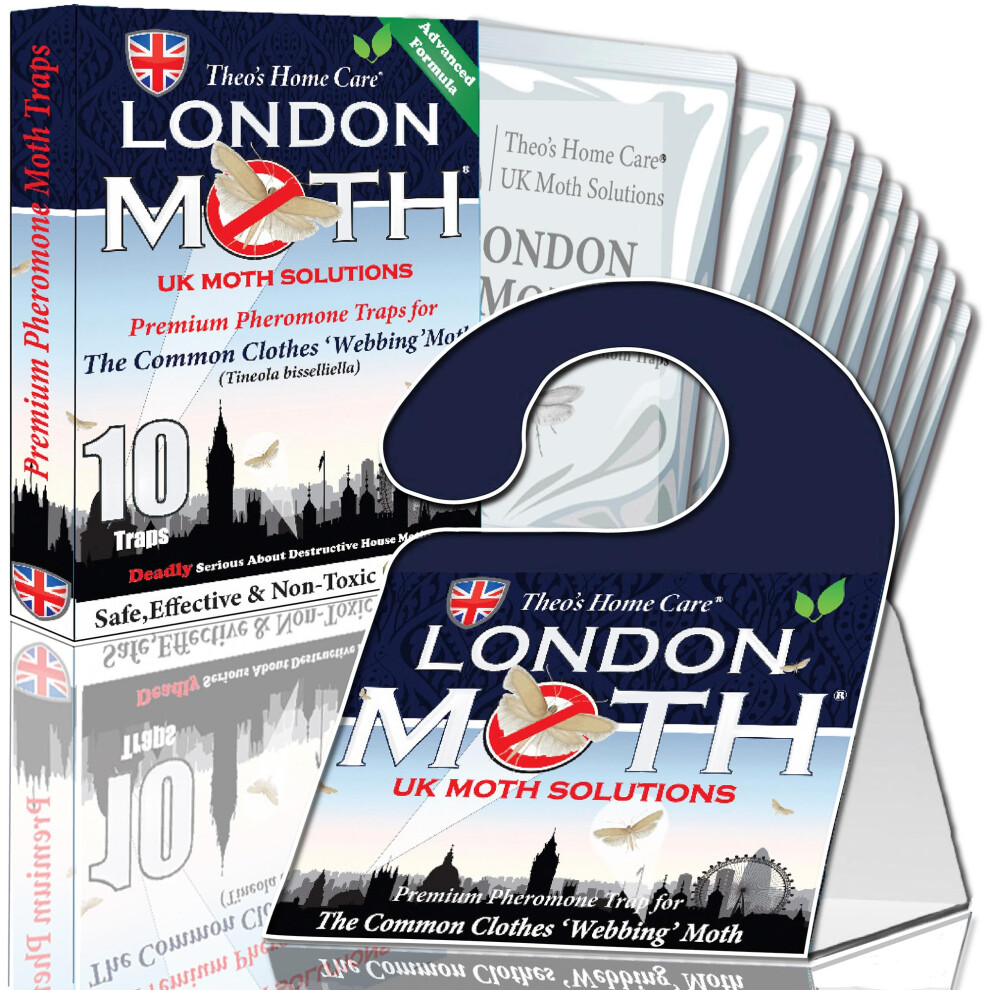 LONDON MOTH KILLER-10 Premium Pheromone Moth killers for the Common Clothes Moth, Sticky Moth Trap Repellent for