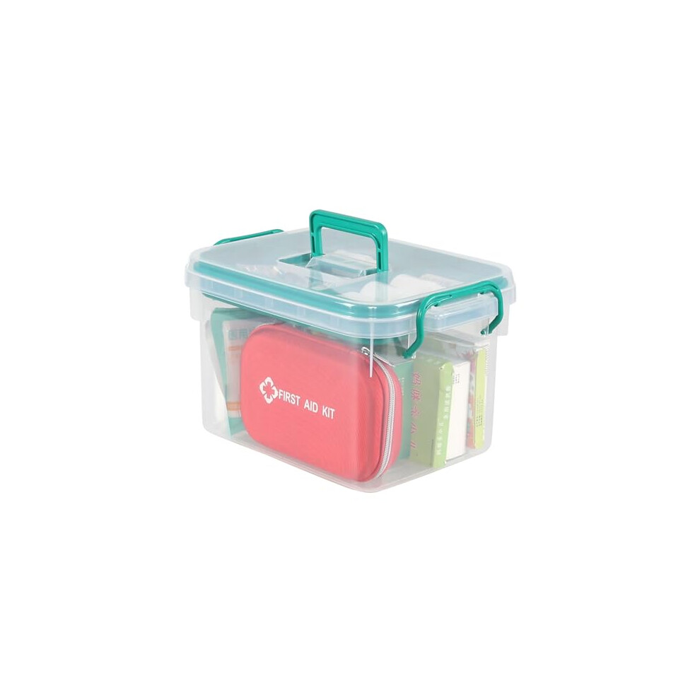 Oymlclivisa Plastic First Aid Medicine Box, Household First Aid Kit With Handles And Lid, Clear