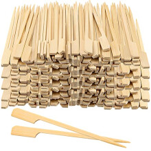 1000 PCS 12cm Bamboo Paddle Skewers, Wooden Flat Paddle Burger Skewers, Wooden Paddle Sticks Barbeque Skewers Cocktail
