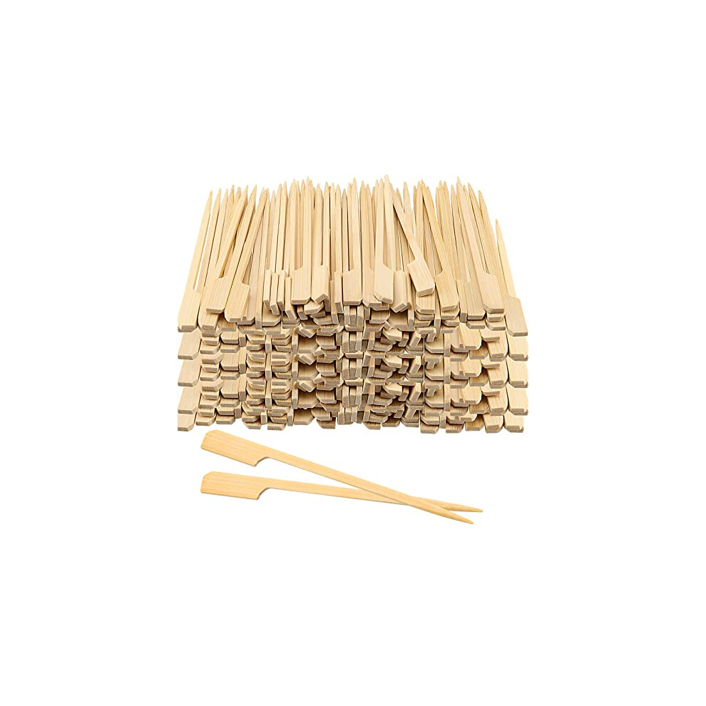 1000 PCS 12cm Bamboo Paddle Skewers, Wooden Flat Paddle Burger Skewers, Wooden Paddle Sticks Barbeque Skewers Cocktail