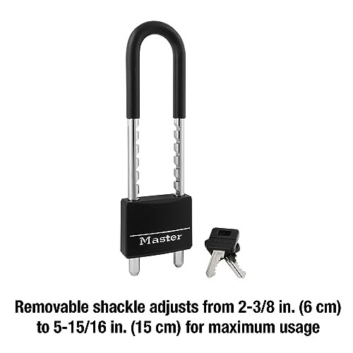 Master Lock Padlock, Covered Aluminum Lock, 2 in. Wide, Black, 527D 1
