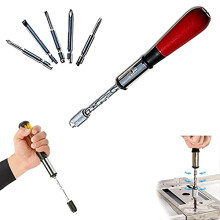 260MM Spiral Screw Driver Hand Pressing Ratchet Screwdriver with Slotted and Phillips Screwdriver Bits, Push-Pull