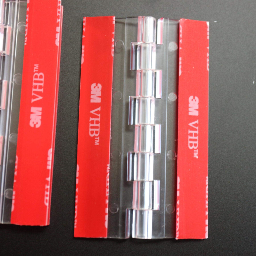 4X Acrylic Hinges - No Glue Required. Transparent Clear Plastic Acrylic 75Mm 5060744290483