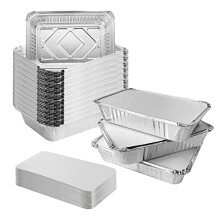 50 Pcs Aluminium Foil Trays with Lids, 1000ml Tin Foil Containers with Lids, Foil Food Containers with Lids for Takeaway