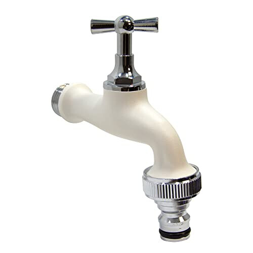 COLORTAPS 590227 Adjustable Garden Tap ½" White with Automatic Hose Outlet 1